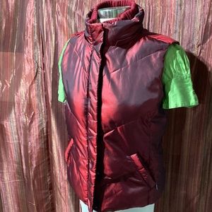 Relativity metallic red zip/button vest